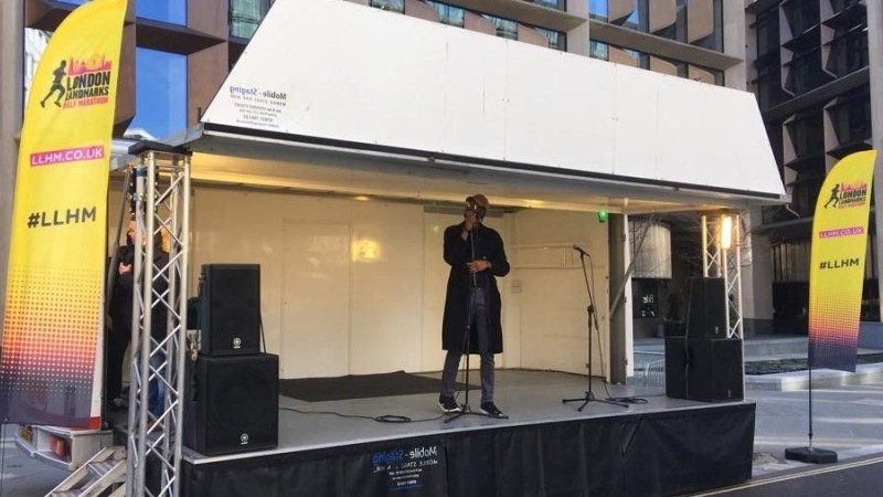 Oddboy from Midi Music performing at the London Landmarks Half Marathon 2019