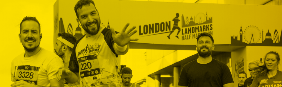 Runners crossing the start line